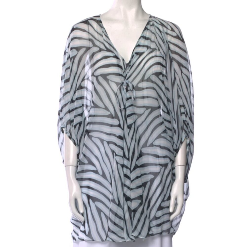Diane von Furstenberg Silk Animal Print Mini Dress Swim Suit Cover Up Size P(xs)